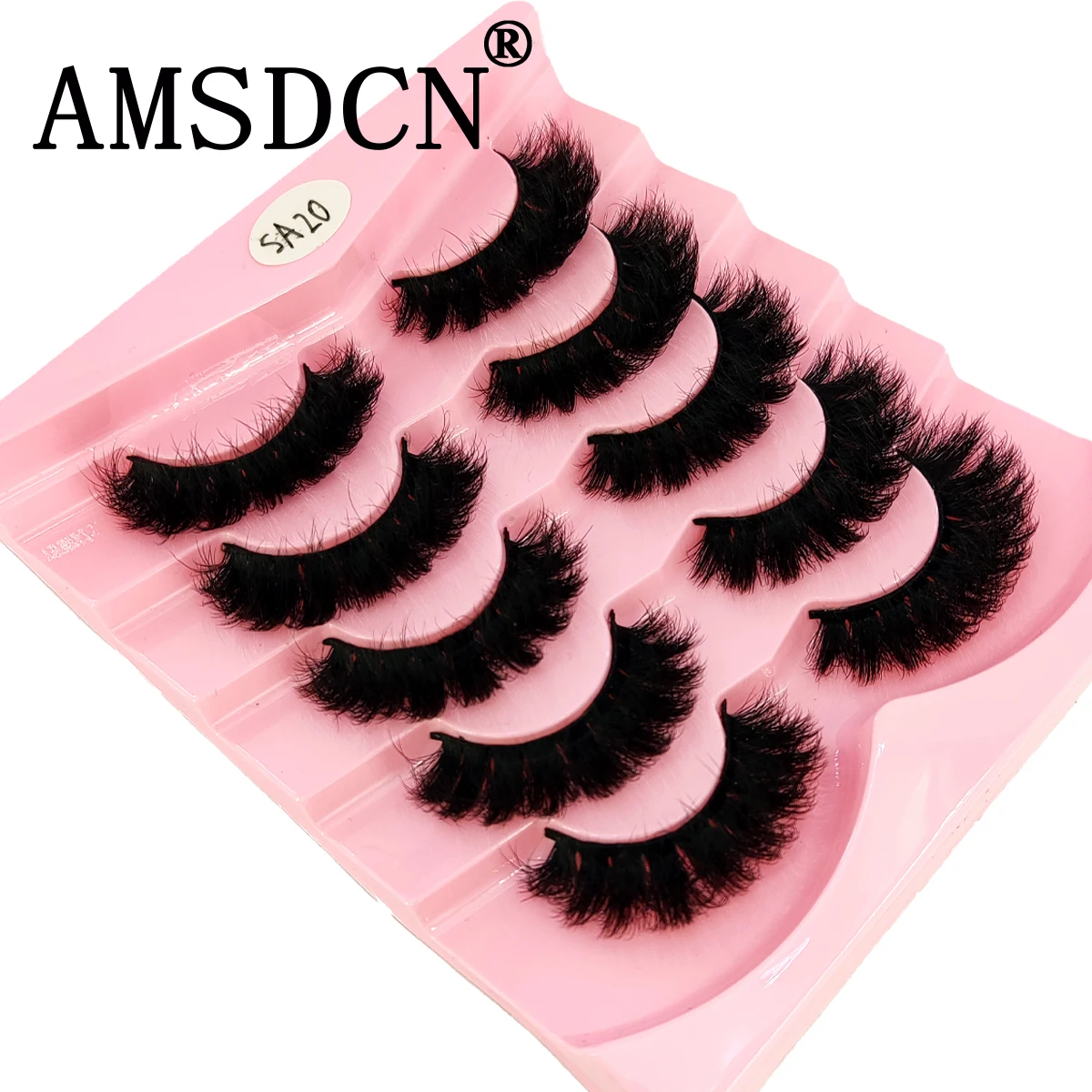 AMSDCN 5 pairs 3D Artificial Mink False Eyelash Messy Thick Eyelash Makeup False Eyelash Extension Kit