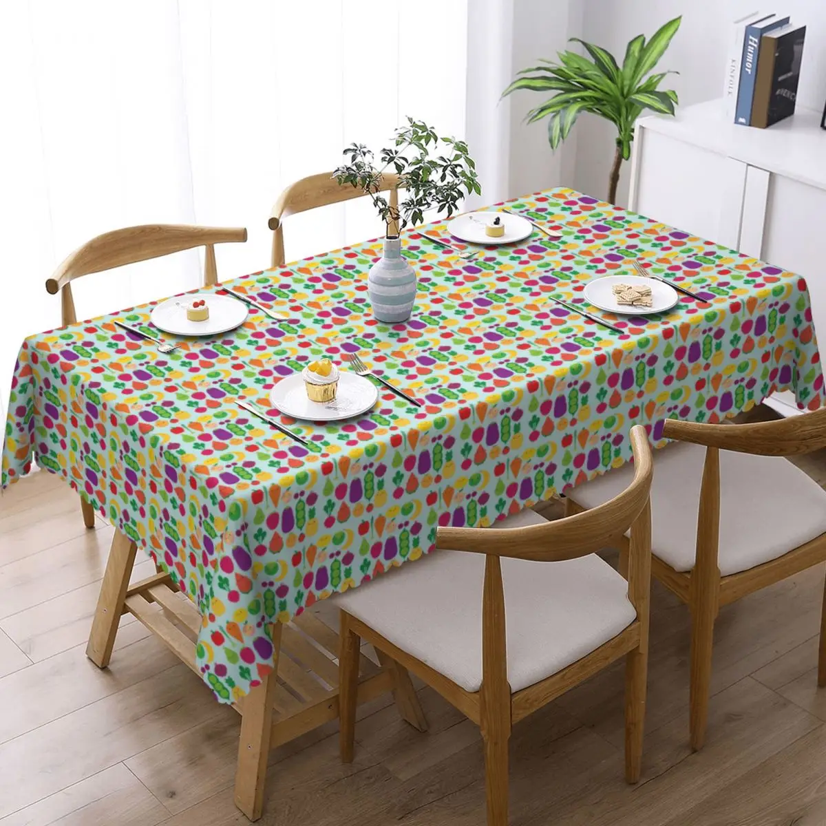 5 A Day Fruit And Vegetables Customized Rectangular Tablecloth Waterproof Table Cover for Festival Party Decorations Table Cloth
