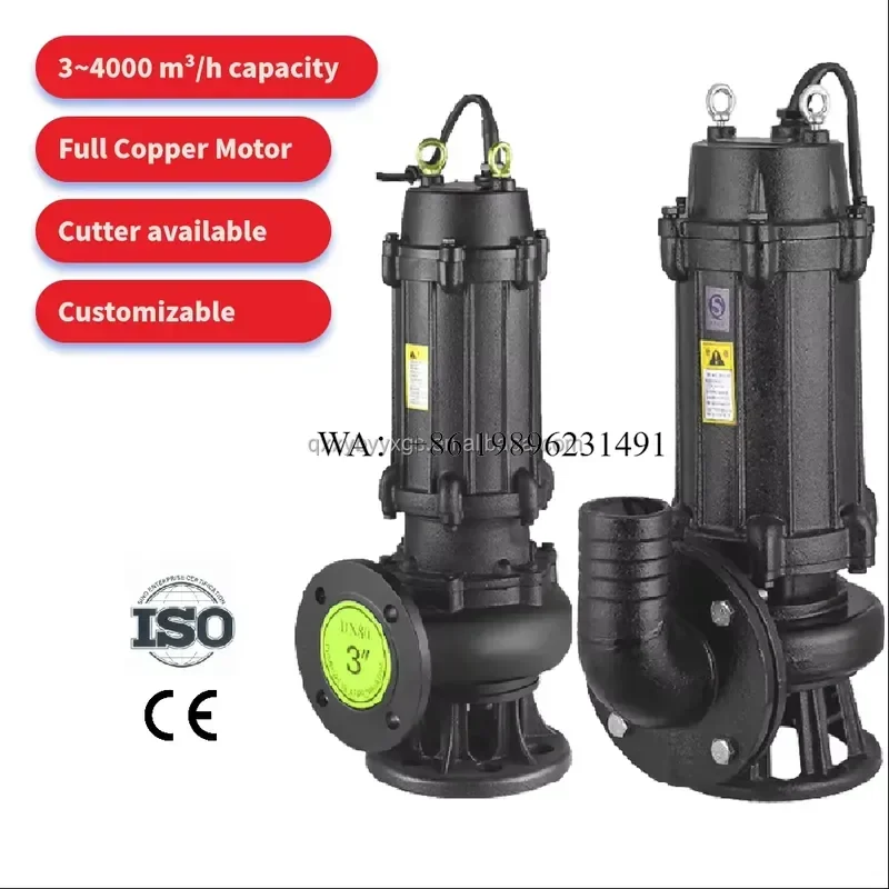 Wmwmnu for Stainless Steel High Pressure Centrifugal Submersible Dirty Water Sewage Grinder Pump 10m 20m 40m 50m Head 45kW