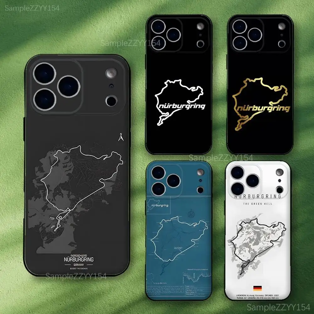 

Nurburgring Sport Car Phone Case For iPhone 17,16,15,14,13,12,Pro,Max,Plus,E,SE4,Air,Mini Black Soft Funda