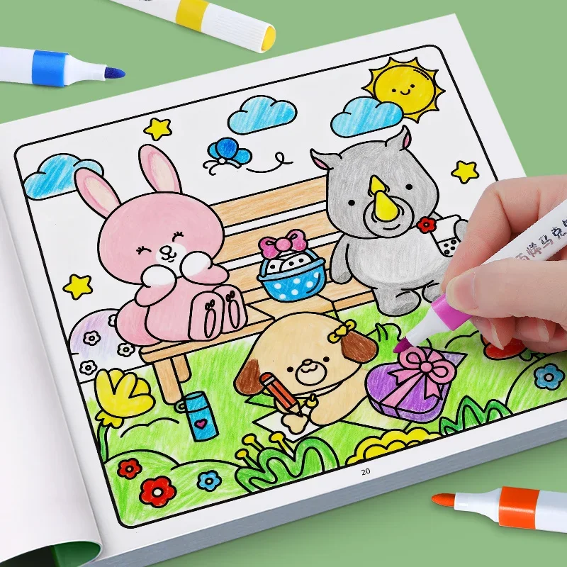 Healing Beginner Coloring Book Animal Theme Stress Relieving Graffiti Exercise Book Adult Stress Relieving Activity Book