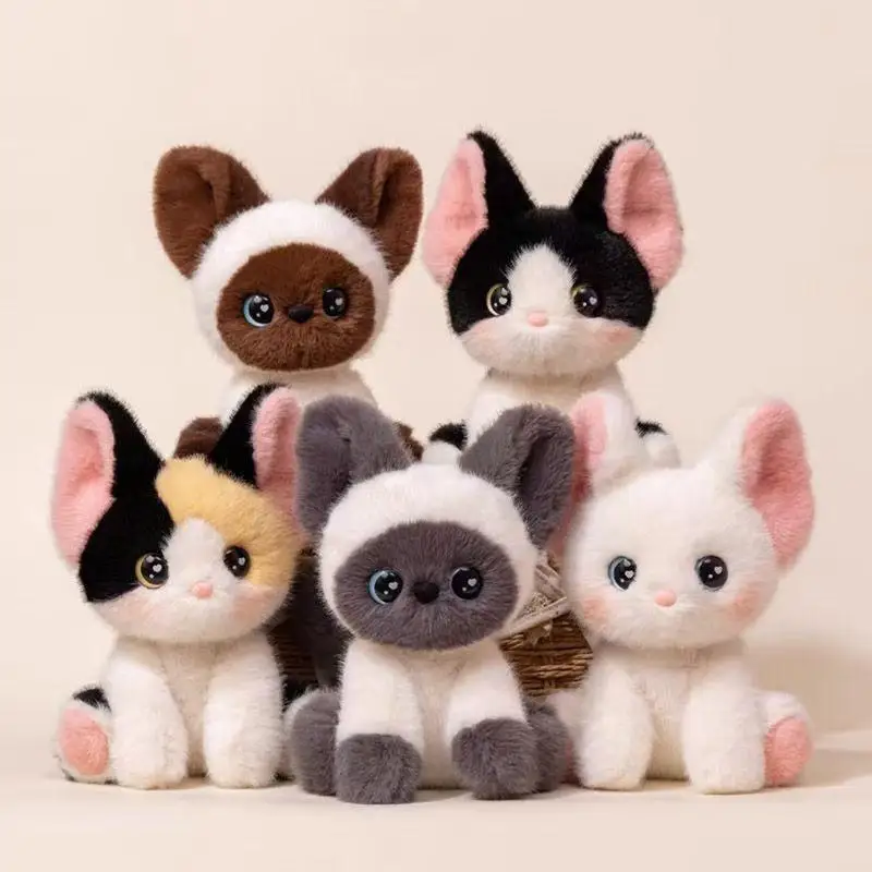 

24cm Kawaii Cat Plush Doll Devon Rex Siamese Cat Plush Toy Cute Decoration Accompany Sleep Toy Soft Stuffed Animal Pillow Cat