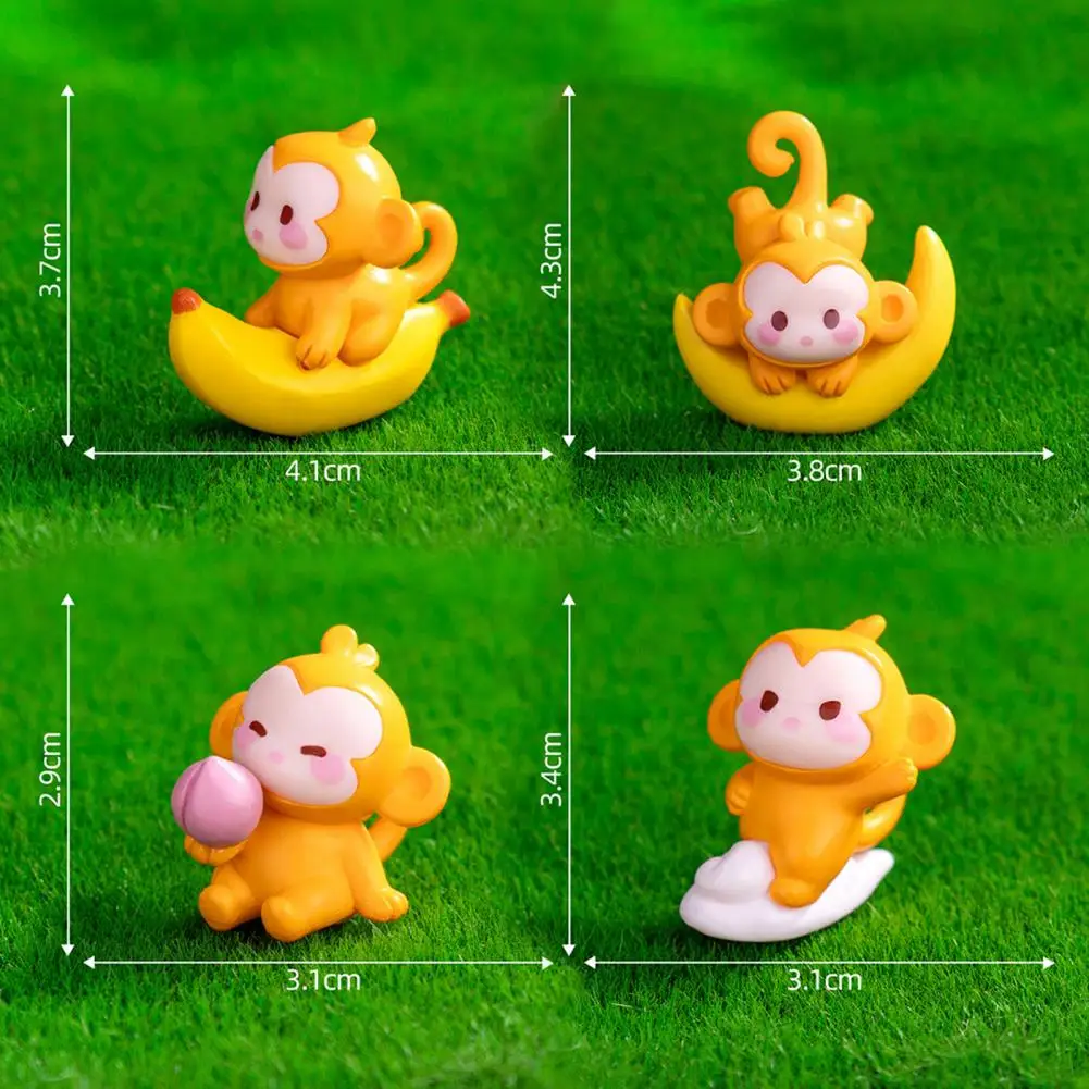 4 Pcs Monkey Miniatures Resin Mini Monkey Figurines Cartoon Miniature Monkey Statues for Desk DIY Micro Landscaping Ornaments - Image 4