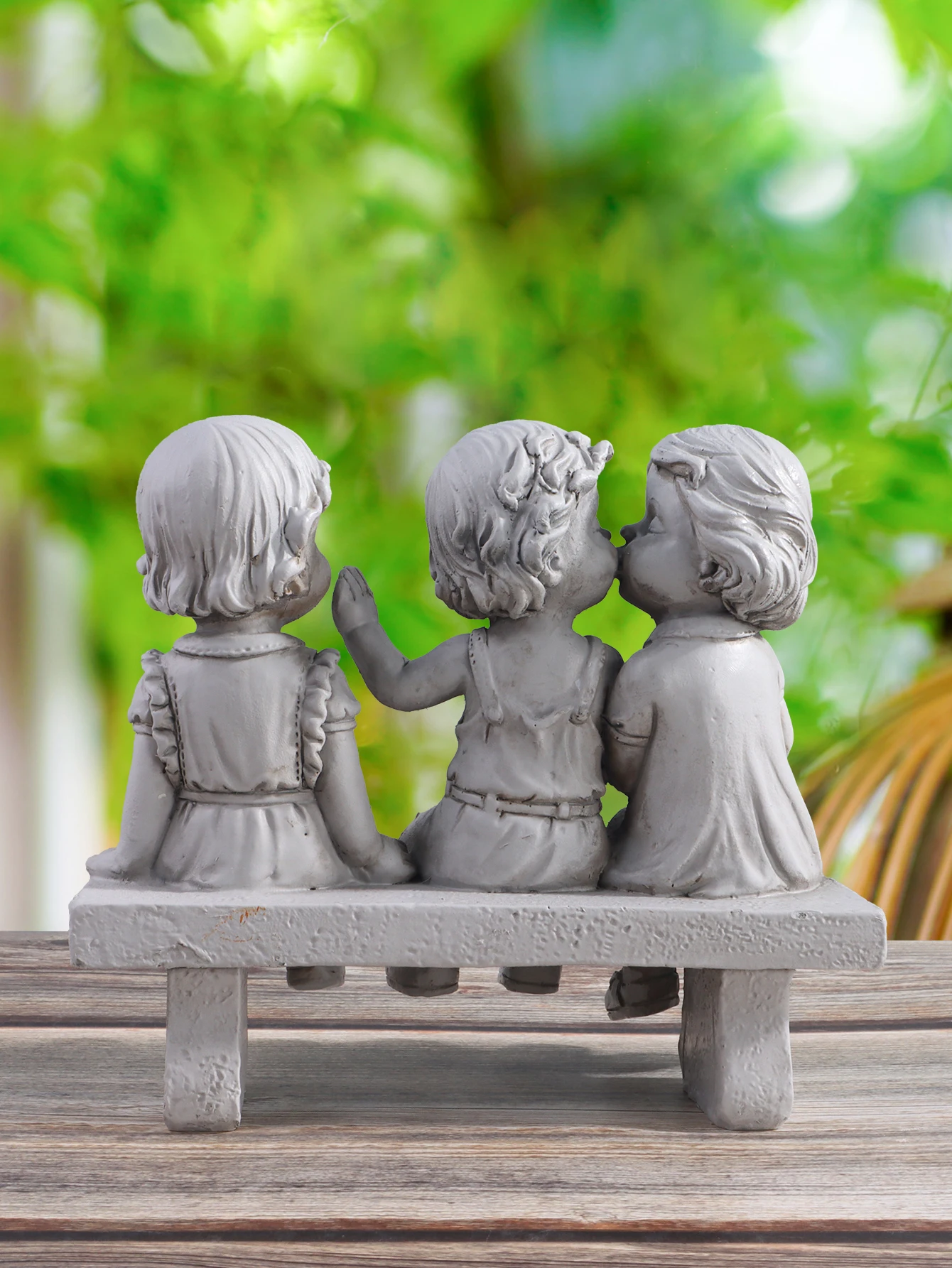 Three Kids Bench Resin Statue Garden Ornament Yard Decor Home Patio Courtyard Craftfor Home Garden Yard Patio Porch