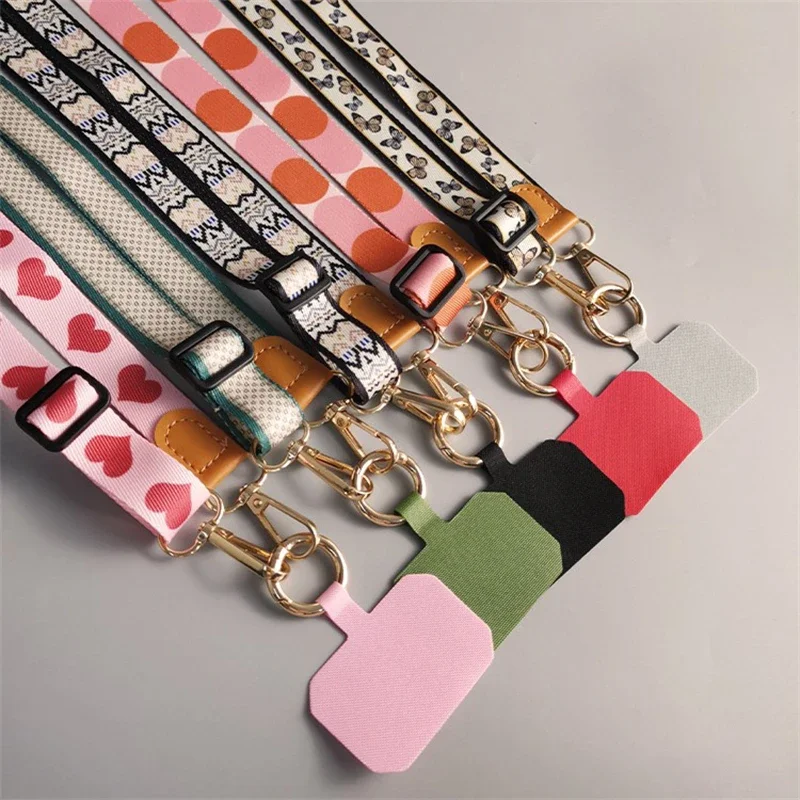 Trendy Nylon Mobile Phone Lanyard Universal Crossbody Hanging Shoulder Strap Neck Cord Stylish Butterfly Heart Anti-Lost Lanyard