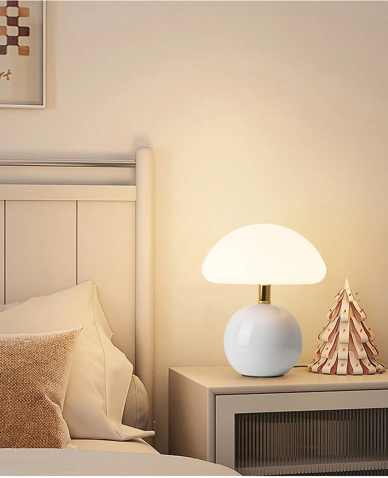 French Cream Style Mushroom Table Lamp