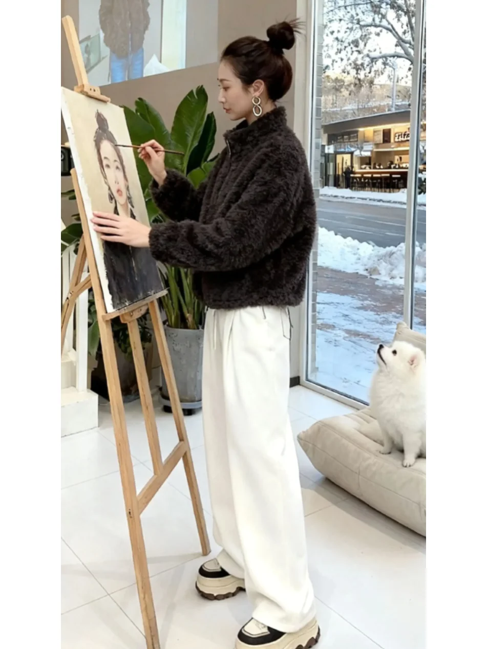 

Короткое пальто из искусственного меха Bla Lamb Fur для женщин, утепленное, высококачественное, экологичное, для дам