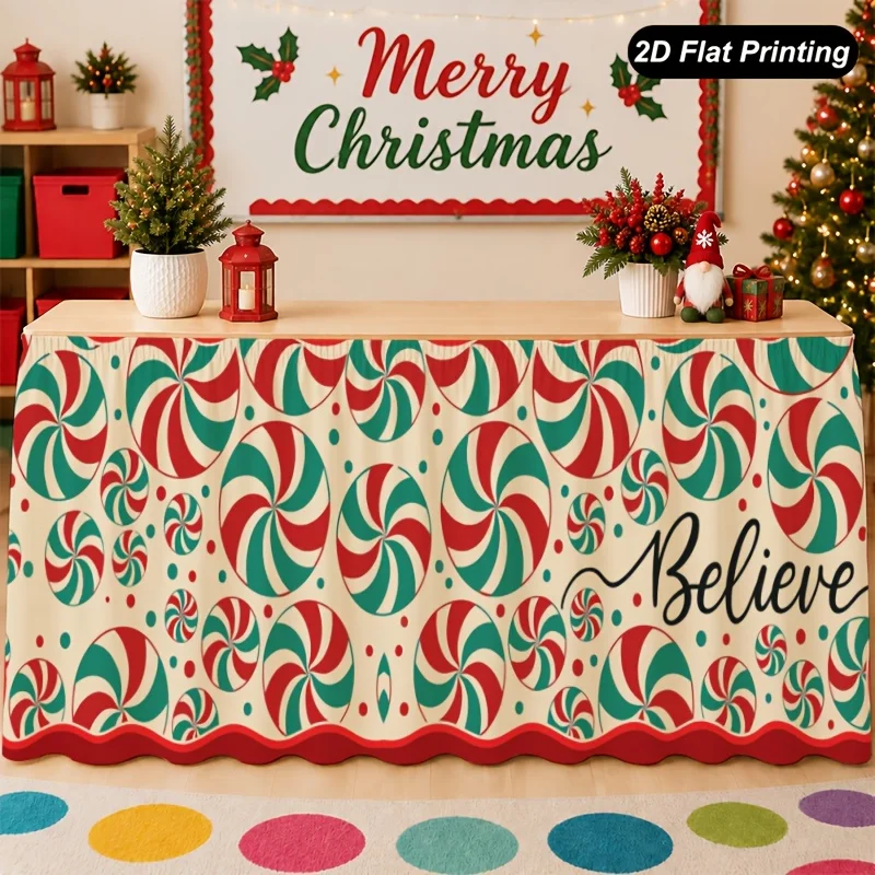 One 2D flat Christmas tablecloth - Faith Mint Candy Table Runner