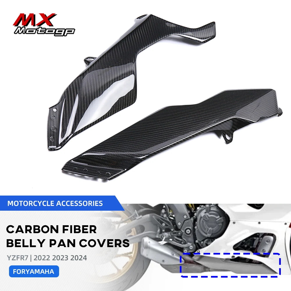 Motorcycle Carbon Fiber Belly Pan Exhaust Side Panels Cover Fairings For YAMAHA YZFR7 YZF R7 YZF-R7 2022 2023 2024