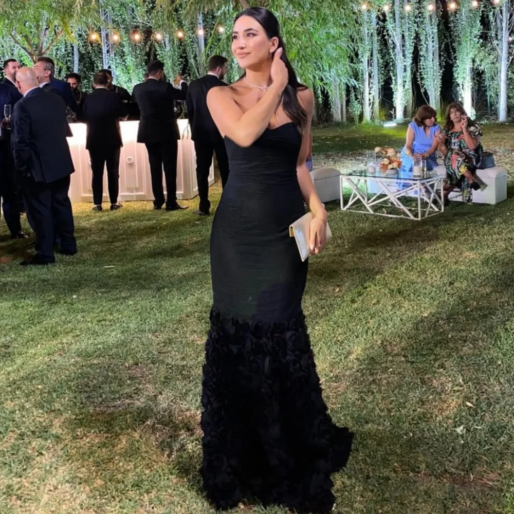 

Customized High Quality Classic Handmade Flower Pleat Mermaid Strapless Long Dresses Bespoke Occasion Dresses Matching Fashion