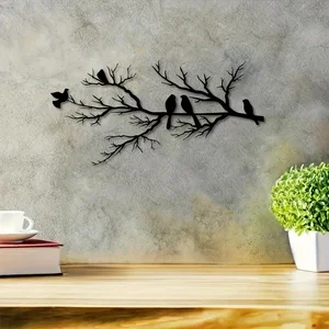 1pc Metal Wall Decor, Birds On Branch, Metal Birds Wall Art, Birds Sign, Living Room Wall Art, Interior Decoration