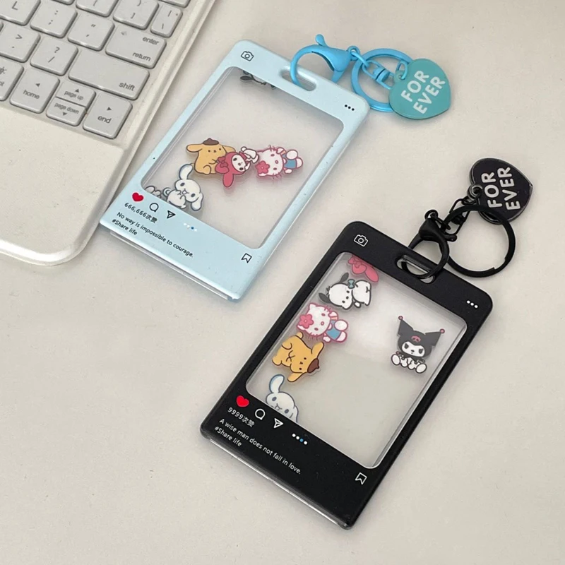 Sanrio Kawaii Anime Shaker Rice Card Holder Id Card Elevator Card Holder with Pendant Campus Card Bus Card Protective Cover