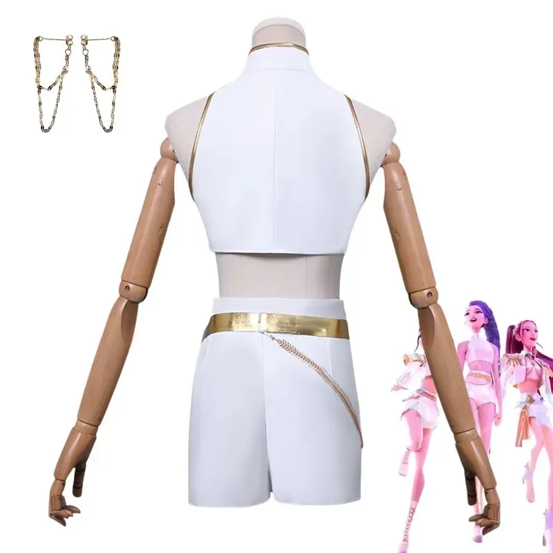 تأثيري Kpop شيطان الصيادين زي شعر مستعار رومي الأبيض Metaverse الجلود موحدة فساتين راقية النساء الملابس القوطية هالوين gh;0