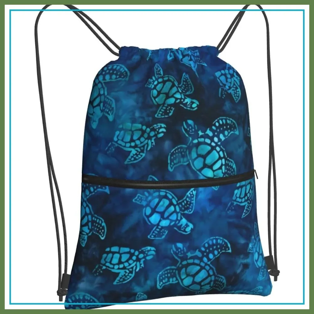 

Watercolor Blue Sea Turtle Drawstring Backpack for Beach Gym Sports, Lightweight Durable Sackpack for Men Women