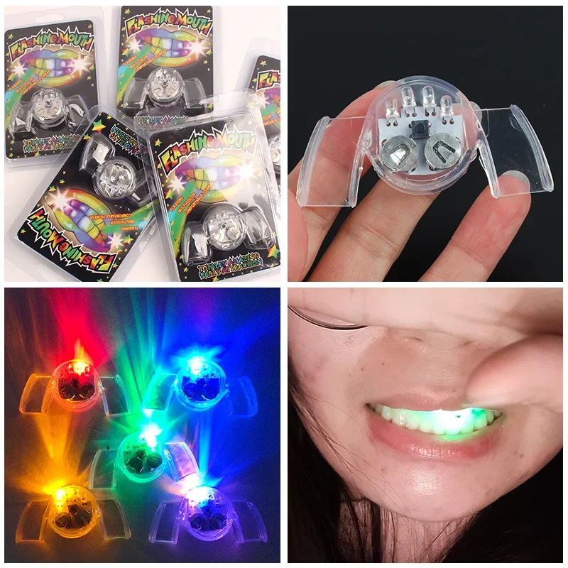 Halloween LED Mouth Braces Light Up Piece Glow Teeth Children Toys Rave Glow Party Tricky Cosplay Luminous Dentures Decor