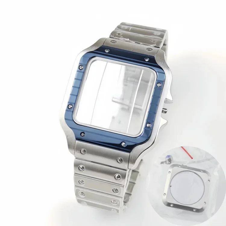 38mm Mod Santo Watch Case and Strap Fit For 7S26 NH35 NH36 Watch Case Transparent Back Cover Case Bracelet Kit