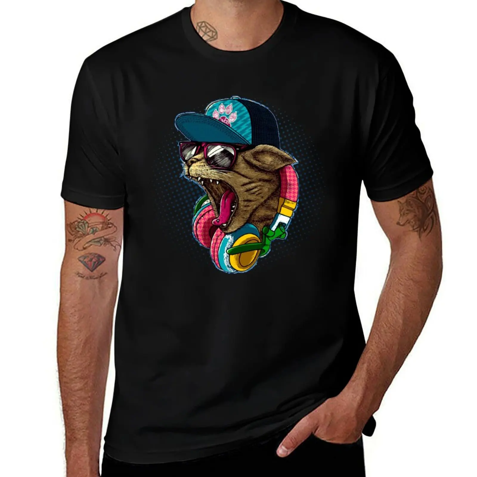 Funny Cat - Clothing Fashion - hat - fictional Character T-Shirt Casual Basic Short Sleeve T-Shirt