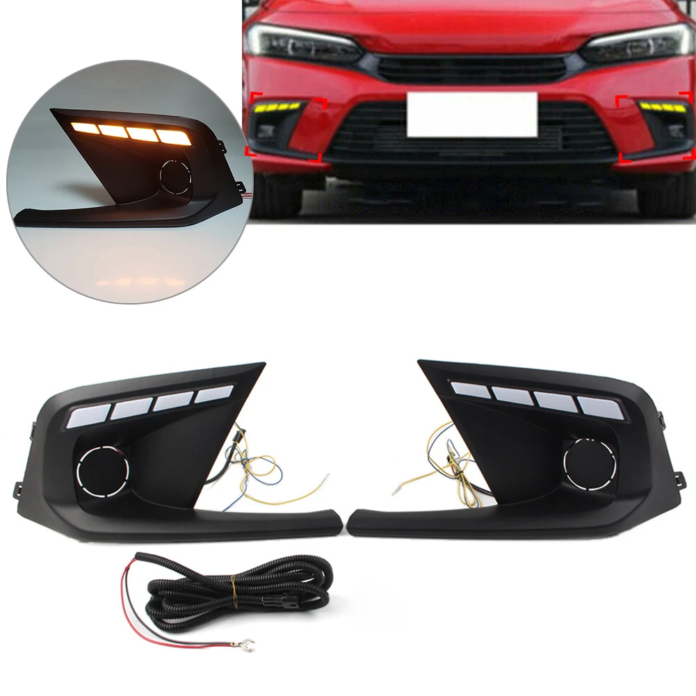 Auto Daytime Running Light DRL With Yellow Turn Signal Night Blue For Honda Civic 11th Generation 2021+ Car Accessories