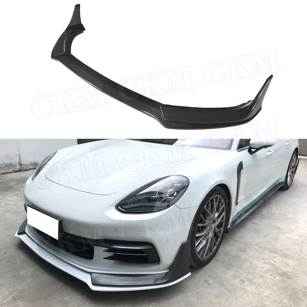 

CKMUUER для Porsche Panamera 971 2017 2018 2019, сухой передний спойлер из углеродного волокна, разветвители, головной бампер, защита подбородка, Стайлинг автомобиля