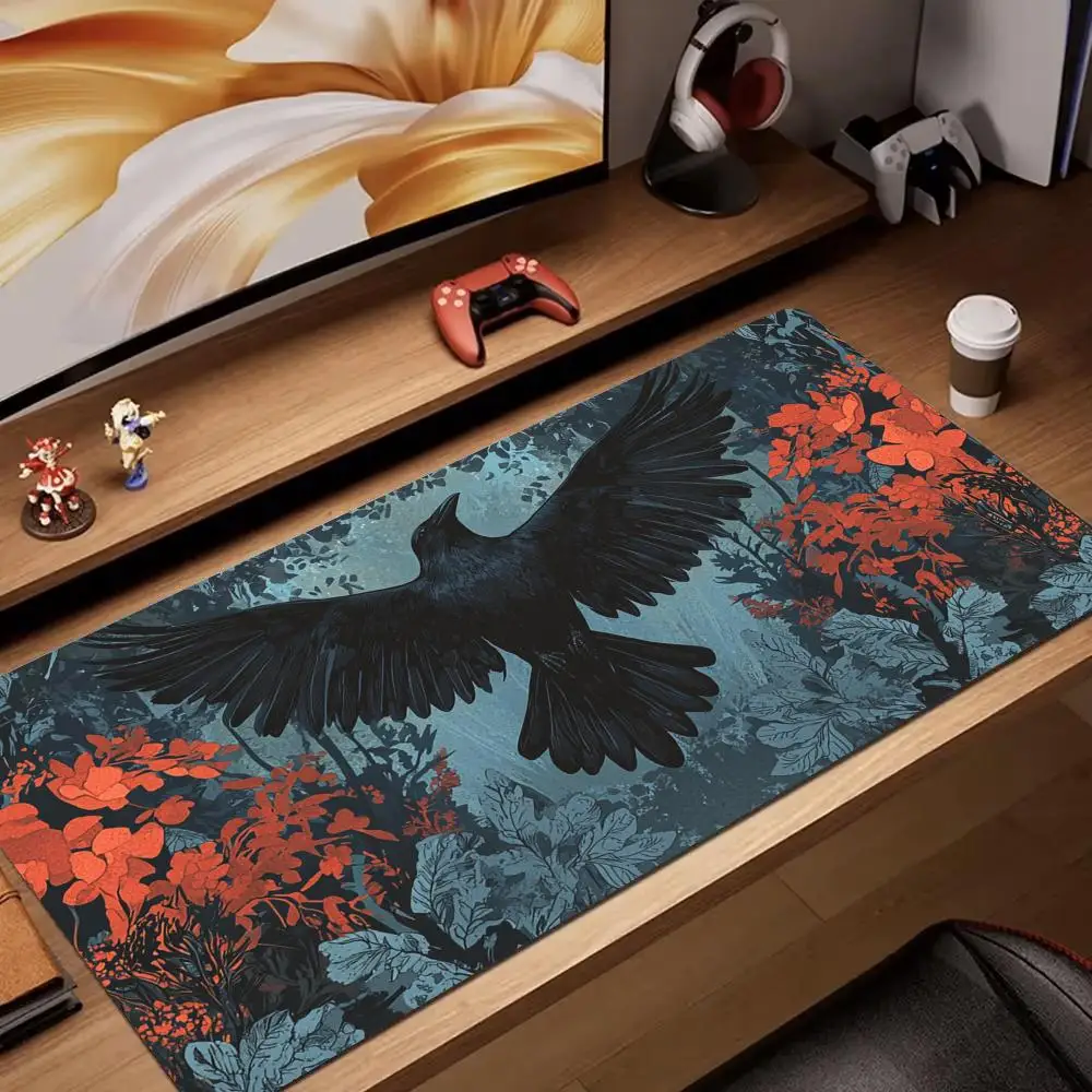 

Digital Art Crow large anime Mouse Pad rubber anti-slip Desk Mat gamer pc accessories Gaming mat keypad expansion mousepad