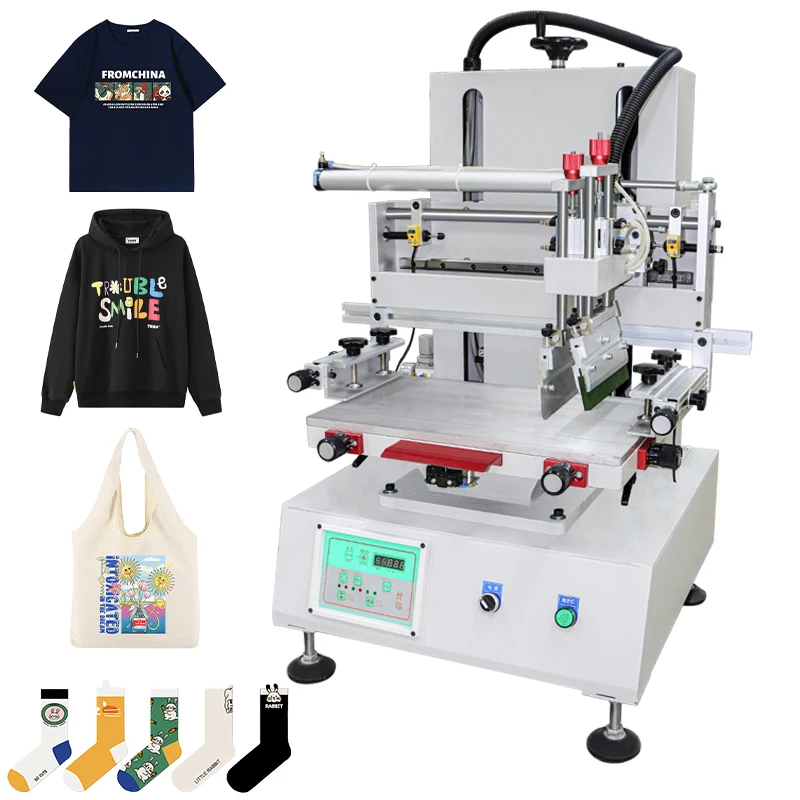 Mini Desktop 250*350mm Flat Silk Screen Printing Machine Semi-automatic For Clothes Metal Wood Plastic Bag