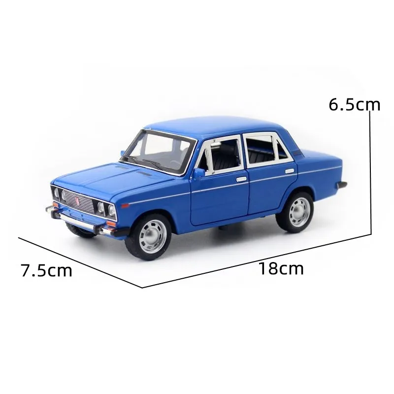 1:24 Scale Diecast Toy Vehicle Model LADA 2106 Classical Car Pull Back Sound & Light Door Openable Collection Gift For Kid