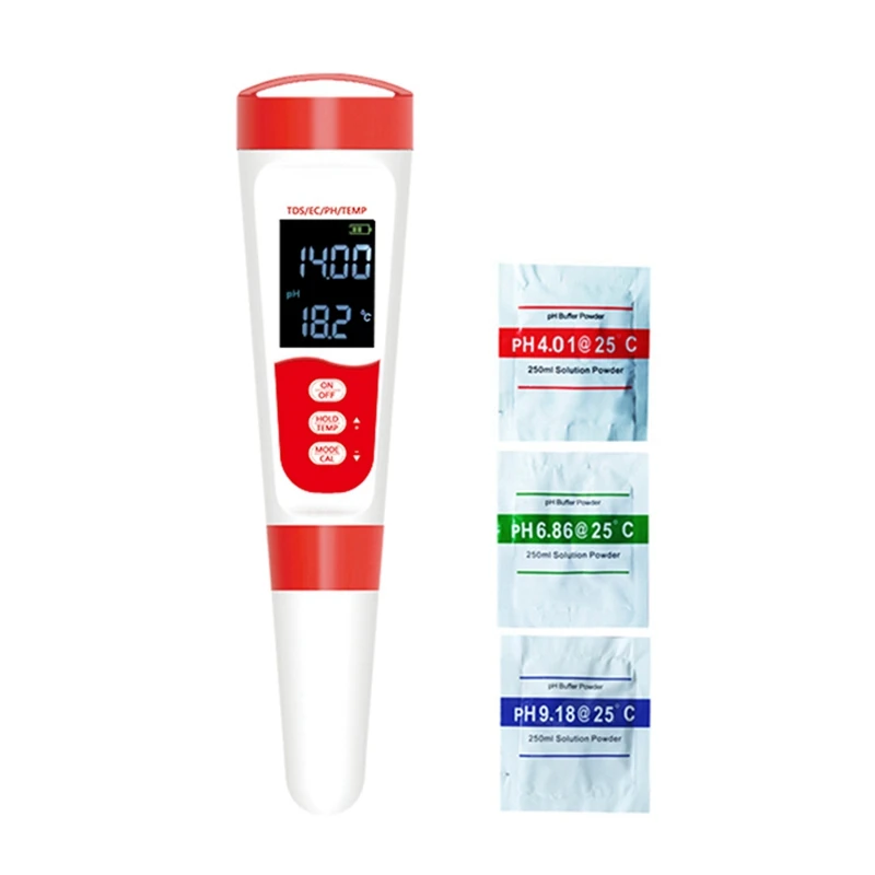 

PH Meter Tds Meter Digital 4 In 1 PH EC TDS Temp Meter For Water Hydroponics, Waterproof And EC PPM Water Tester For Laboratory