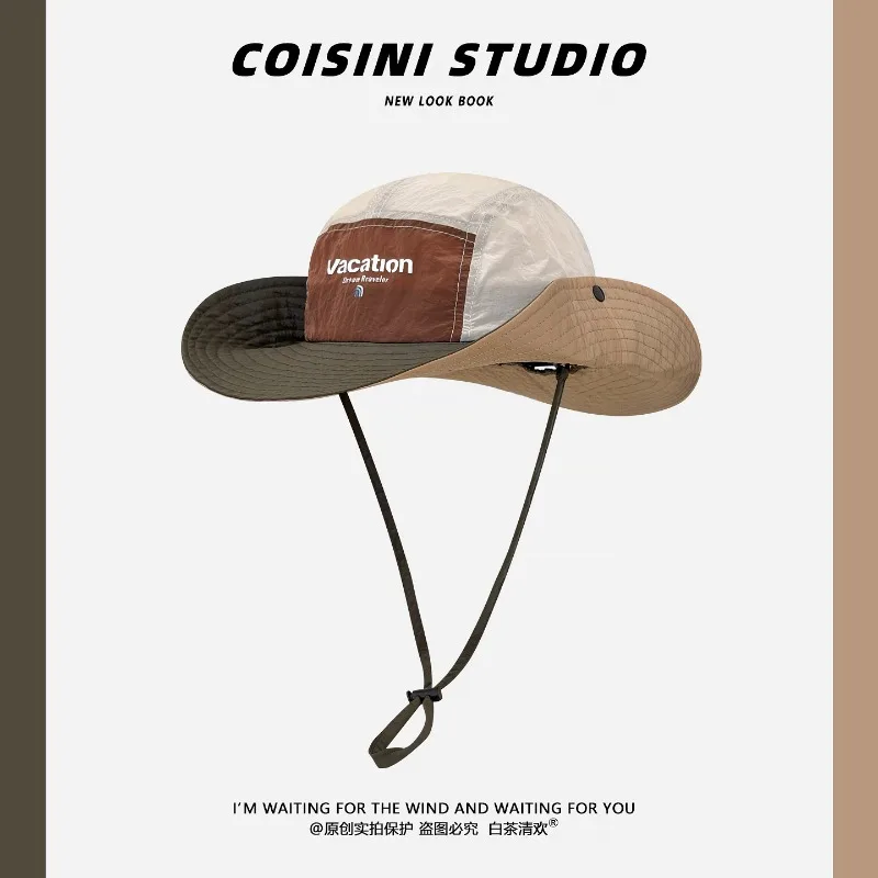 Japanese Outdoor Quick-drying Color-blocked Women Bucket Hats for Summer Breathable Sunshade Adjustable Mountaineering Men Caps