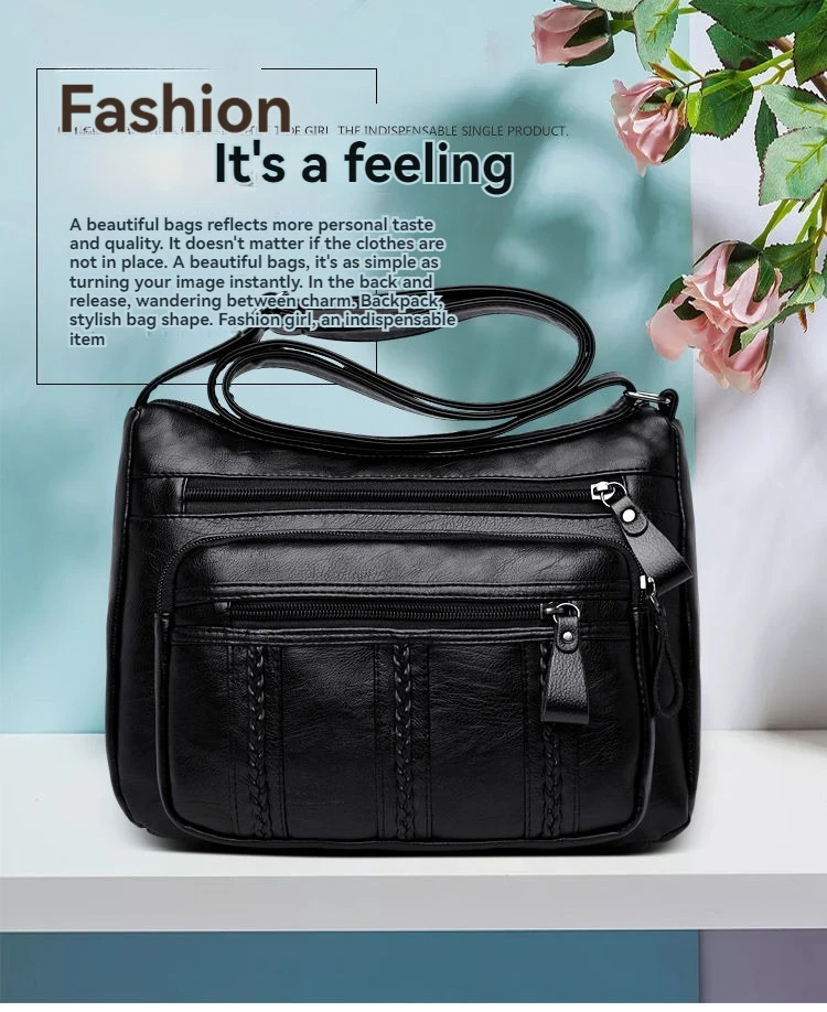 Women's Bag PU Multilayered Soft Leather Ladies Fashion Simple Shoulder Bags Mom's Bags Crossbody Bag