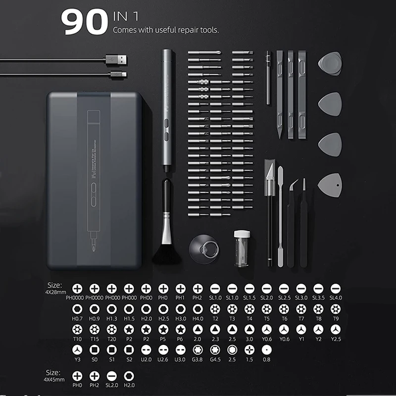 Mini Precision Screwdriver Set Small Cordless Power Tool LED Light 64 Magnetic S2 Bits and 21 Accessories Toolbox with Magplate