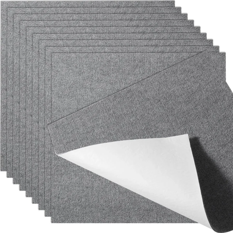 

Carpet Tiles Peel and Stick 24' x 24' Squares Self Adhesive Carpet Floor Tile Soft Padded Carpet Tiles Easy Install DIY for Be