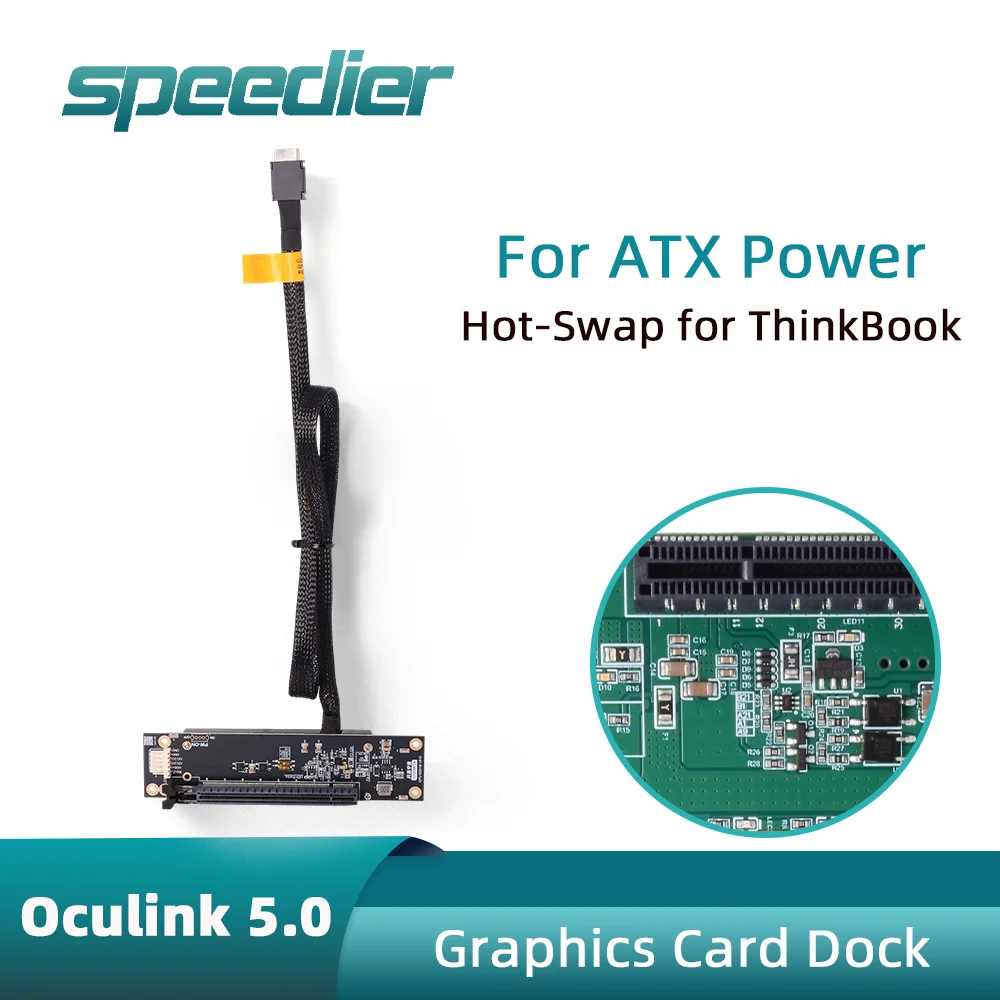 

Oculink External Graphics Dock GPU eGPU 64GbpsTransfer Rate Straight Elbow Cable 8Pin Compatible with ATX 800W Power Supply