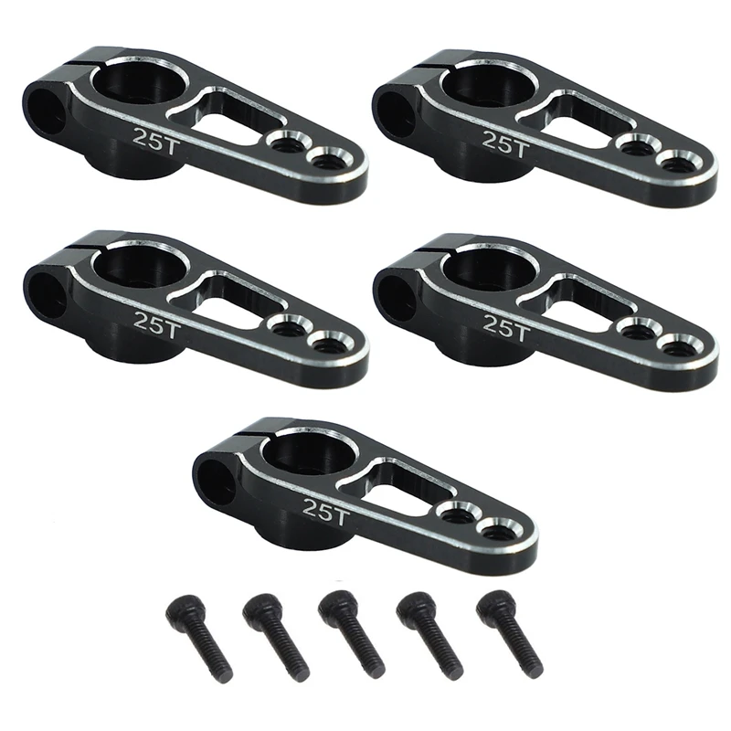 5PCS Aluminum Alloy 31mm 25T Steering Servo Arm Horn for Futaba Sakura D4 1/10 RC Drift Car Crawler Parts,Black