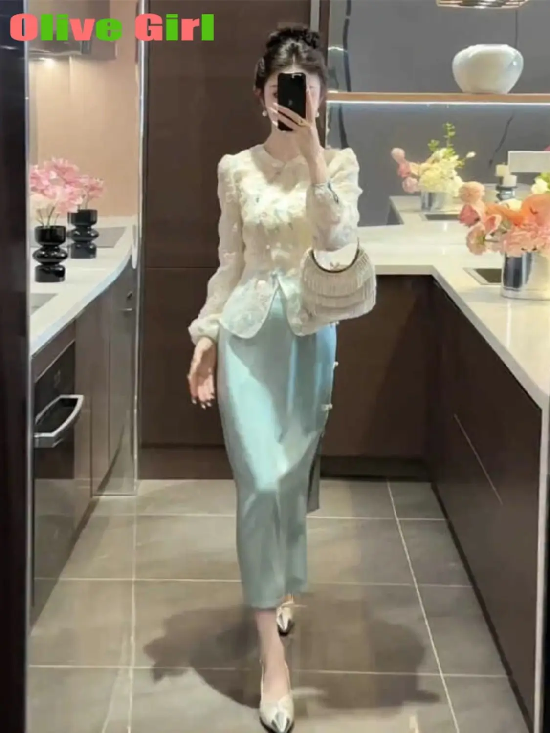 Embroidered Elegant Top Shirt Short Skirt Set for Autumn Spring 2025 High-end Traditional Chinese Clothing Set