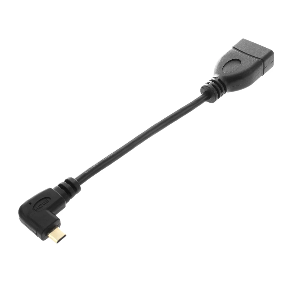 Kabel przejściowy micro-HDMI o kącie 90 stopni, męski na HDMI, żeński, długość: 17 cm