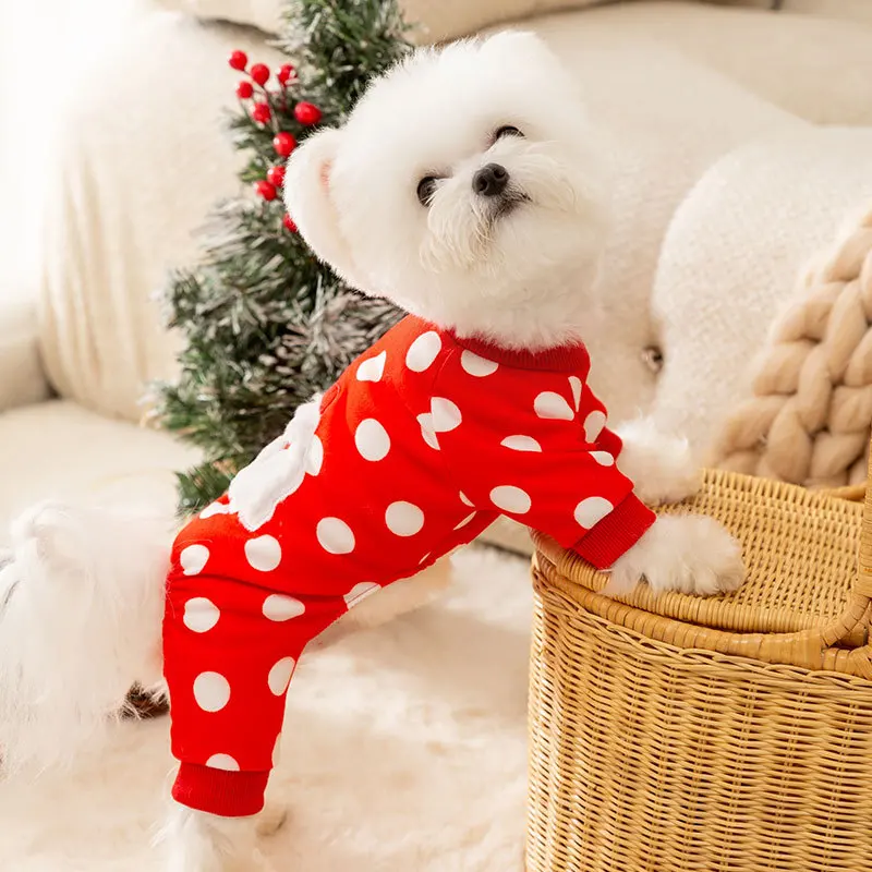 Christmas Clothes Autumn Winter Dog Dot Santa Claus Home Clothing Cat Warm Four Legged Clothes Suitability Small Medium Dogs