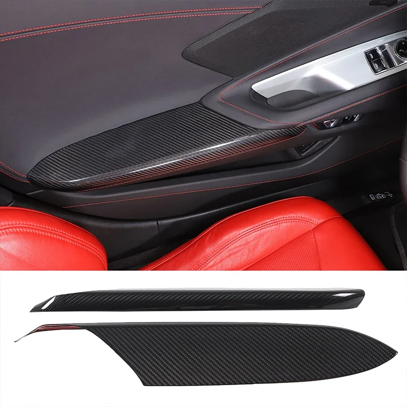 

For Chevrolet Corvette C8 Z51 Z60 2020+ Real Carbon Fiber Door Armrest Decorative Panel Cover Interior Modification Accessories