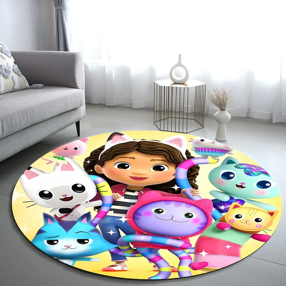 Gabby Dollhouses Cute Circular Carpet Living-Room Kid Room Anime Rug Decoracion Children Bedroom Printed Non-slip Floor Mat Gift