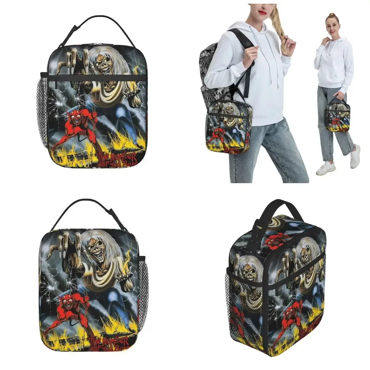 Iron Maidens The Number Of The Beast Insulated Lunch Bag Rock Band Food Container Bags Reusable Cooler Thermal Lunch Box