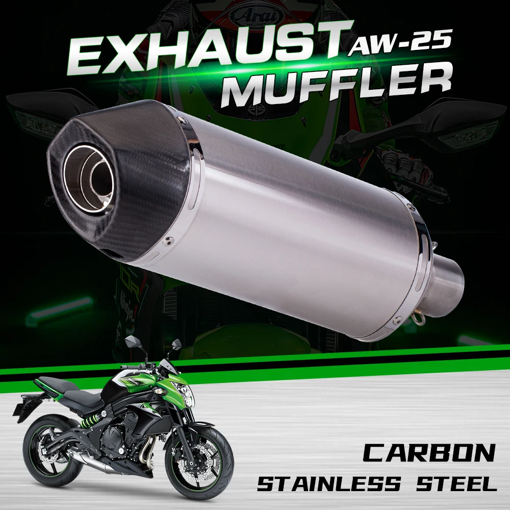 

Universal Motorcycle Exhaust Pipe Muffler Stainless Steel Double Hole Exhaust Pipe AW25 51MM