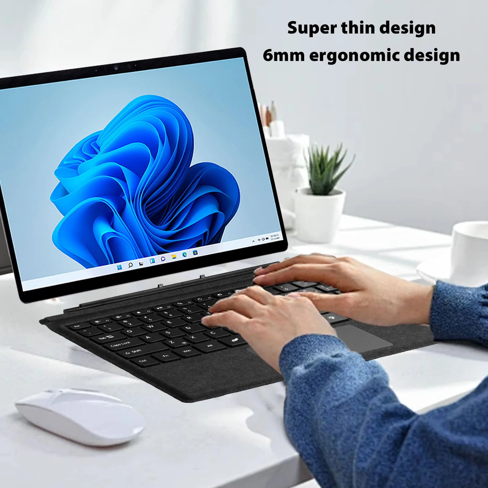 لوحة مفاتيح بلوتوث لاسلكية للكمبيوتر اللوحي، ملاحة دقيقة، لوحة مفاتيح لاسلكية غير قابلة للانزلاق، جاذبية مغناطيسية مرنة للعمل