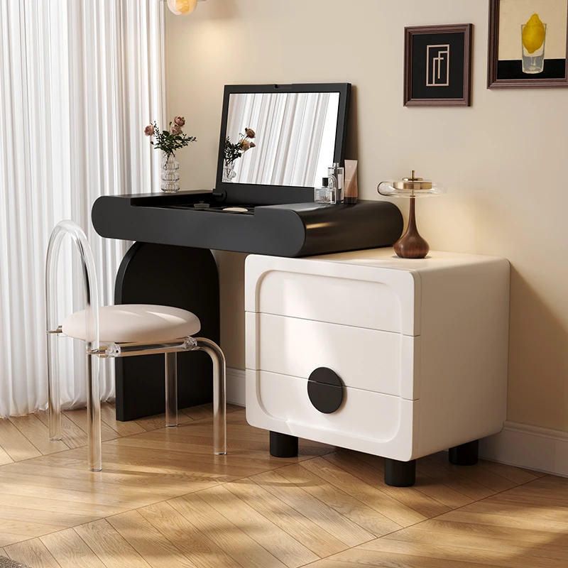 

Panda dresser chest integrated bedroom wind solid wood small apartment clamshell makeup table