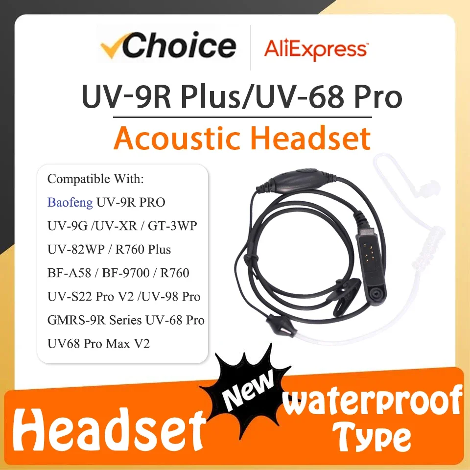 

Baofeng Acoustic Headset UV68 Pro Max V2 Waterproof PTT Air-Tube Earphone UV9R Plus Earphone UV68 Pro Max V2 UV-S22 Pro V2 UV-XR
