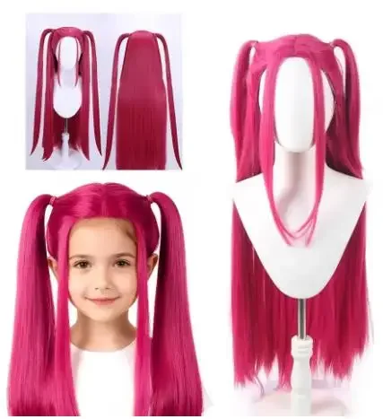 Duivel Paars zwart Rood lang haar Mira Rumi Zoe kinderen meisje Cosplay pruik Halloween Cosplay prop