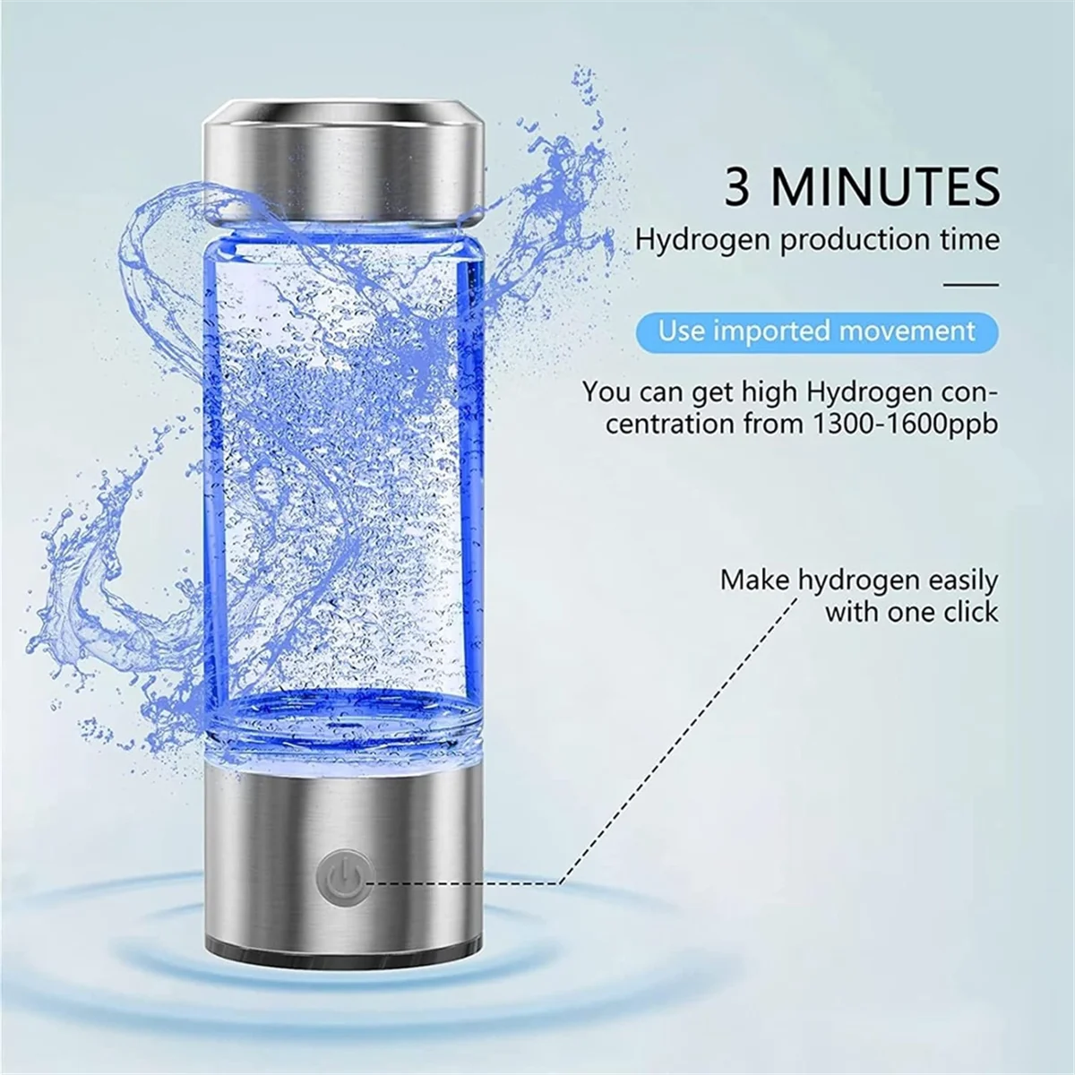 420Ml[2Pack]Hydrogen Water Bottle, Portable Hydrogen Water Ionizer Machine,USB Rechargeable Hydrogen Water Generator