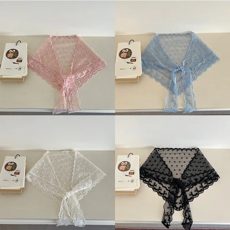 

Французская сетчатая дышащая повязка на голову с кружевом в горошек, многофункциональная, может использоваться как шаль, пояс, занавеска, платок для волос