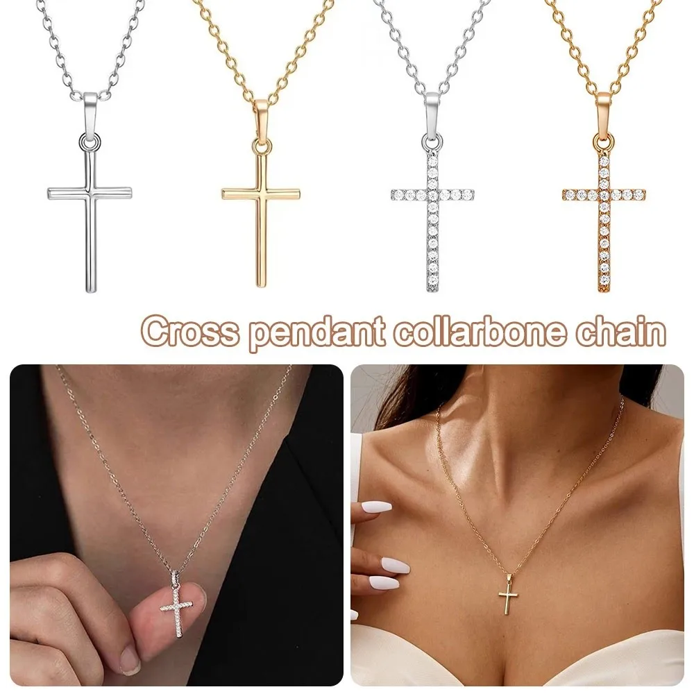 Gift Zircon Cross Punk Cross Clavicle Chain Pendants Valentine's Day