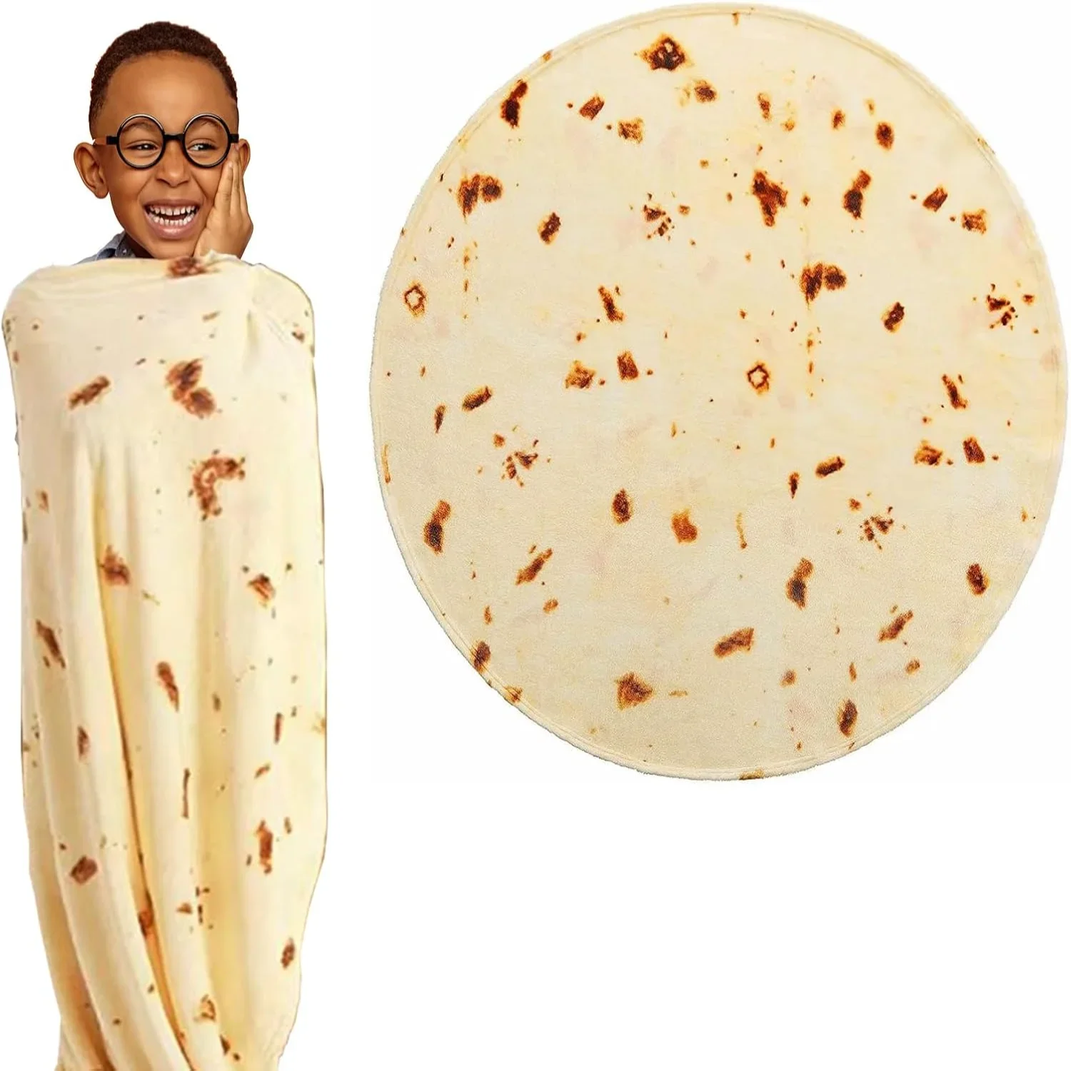 Manta de tortilla Burrito de doble cara, tela de 47 pulgadas, novedad, cama gigante de comida, sofá, viaje, picnic