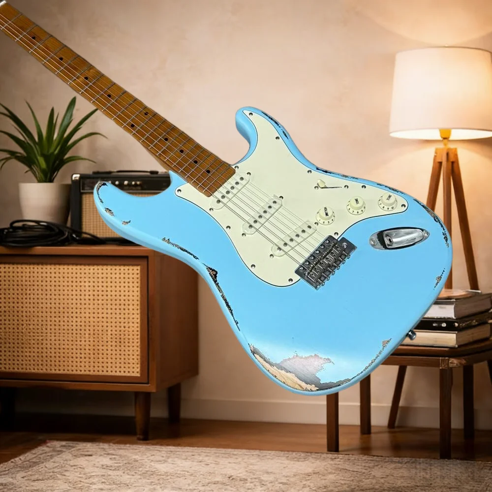 Vintage Blue STS Electric Guitar Best Sellers Maple Fingerboard 22Frets Free Shipping Suitable for Beginners in Stock