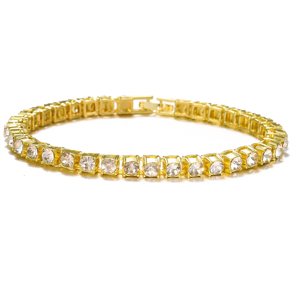 Emmaya Tennis Bracelets For Women Simple Luxury Round Crystal Gold Color Bangle Chain Wedding Girl Gift Wholesale Jewelry